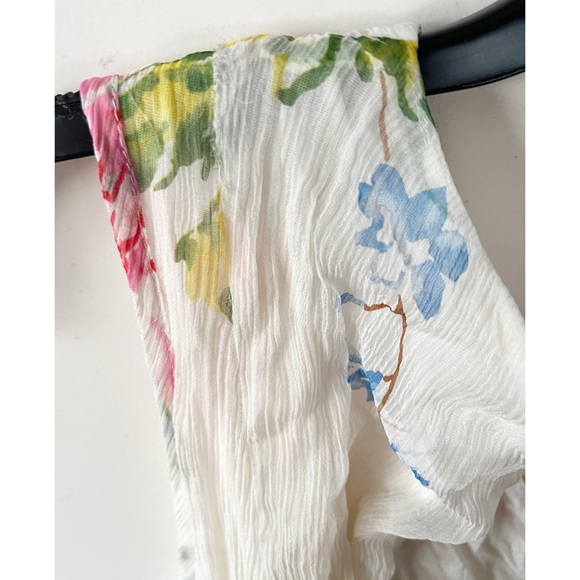 Kenzie White Pink Floral Silk V-Neck Sleeveless Dress 2 - Picture 5 of 10